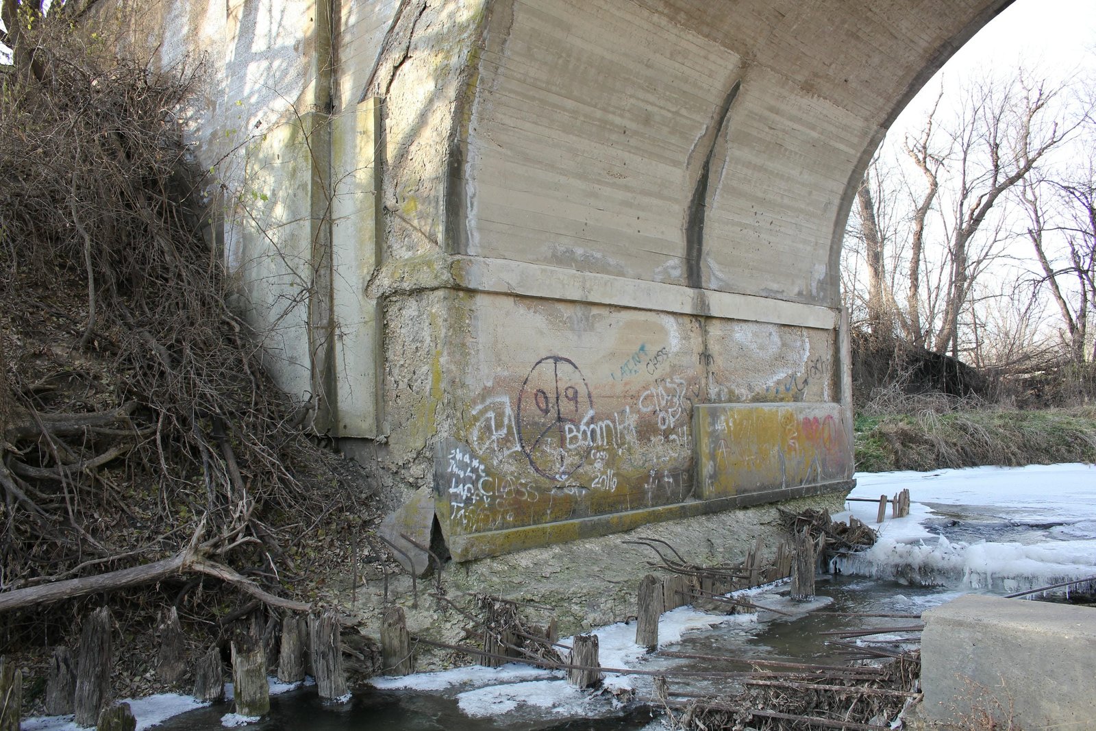 Base of west abutment